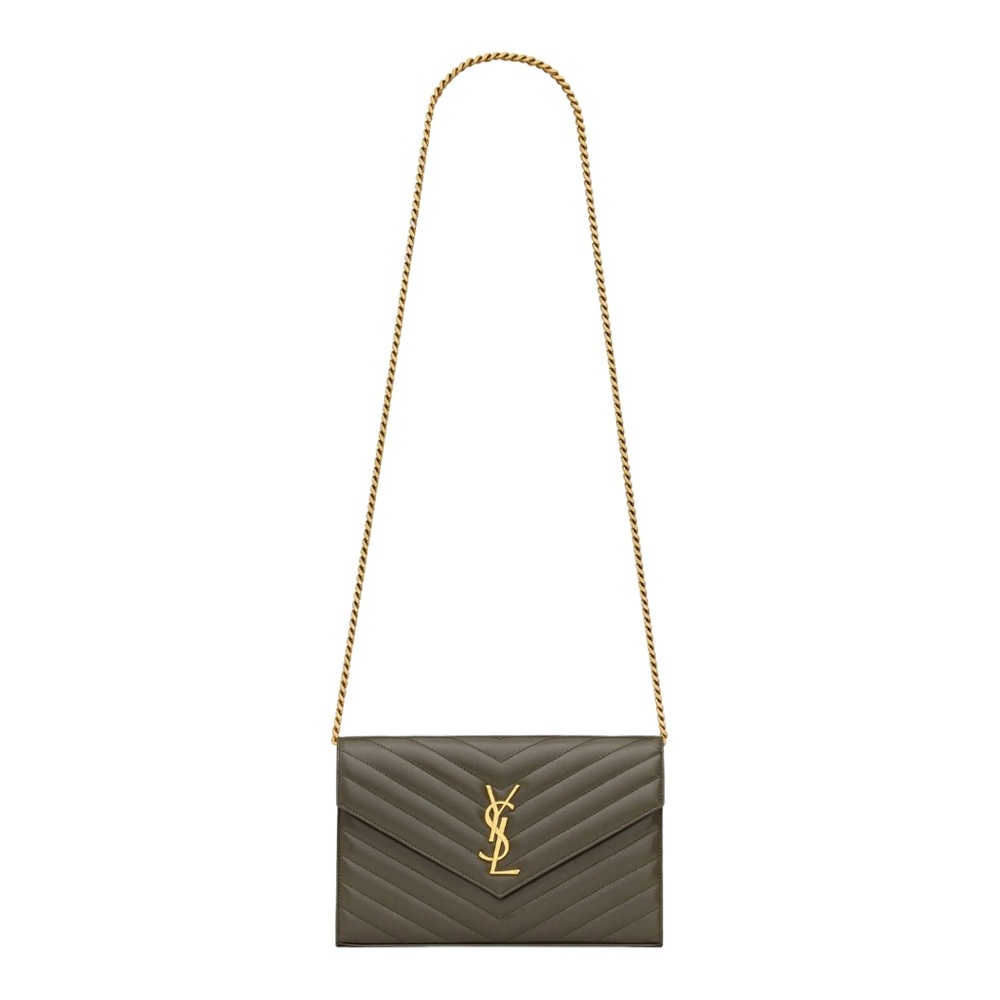👜 🆕 Saint Laurent CASSANDRE MATELASSÉ CHAIN WALLET IN LAMBSKIN